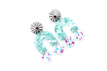 Load image into Gallery viewer, Teal Fleck U Dangles
