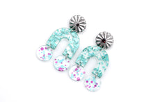 Load image into Gallery viewer, Teal Fleck U Dangles