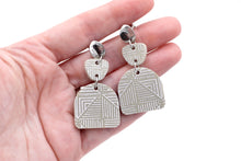 Load image into Gallery viewer, Tan Tribal Print Dangles