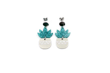 Load image into Gallery viewer, Teal Succulent Earrings