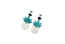 Load image into Gallery viewer, Teal Succulent Earrings