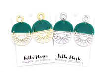 Load image into Gallery viewer, Green Geometric Boho Earrings