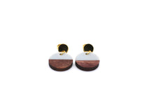 Load image into Gallery viewer, Gray Wood Dangle Earrings