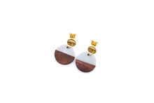 Load image into Gallery viewer, Gray Wood Dangle Earrings