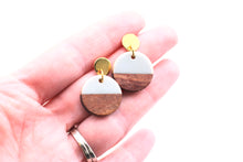 Load image into Gallery viewer, Gray Wood Dangle Earrings
