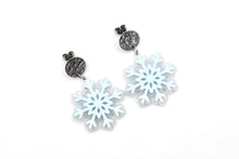 Load image into Gallery viewer, Blue Layered Snowflake Earrings