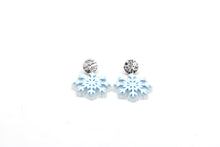 Load image into Gallery viewer, Blue Layered Snowflake Earrings