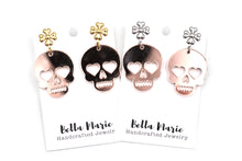 Load image into Gallery viewer, Rose Gold Skull Earrings