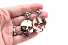 Load image into Gallery viewer, Rose Gold Skull Earrings