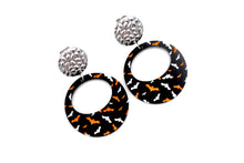Load image into Gallery viewer, Black Round Bat Earrings