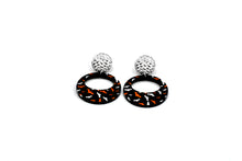 Load image into Gallery viewer, Black Round Bat Earrings