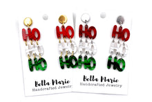 Load image into Gallery viewer, Red & Green Ho Ho Ho Earrings