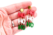 Load image into Gallery viewer, Red & Green Ho Ho Ho Earrings