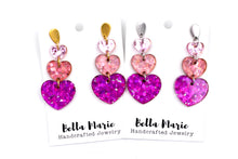Load image into Gallery viewer, Ombre Glitter Heart Earrings