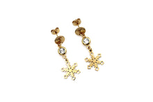 Load image into Gallery viewer, Gold Snowflake Earrings