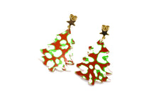 Load image into Gallery viewer, Christmas Tree Dangle Earrings