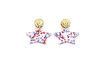 Load image into Gallery viewer, Independence Day Earrings, Star Earrings,