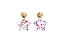 Load image into Gallery viewer, Independence Day Earrings, Star Earrings,