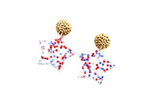 Load image into Gallery viewer, Independence Day Earrings, Star Earrings,