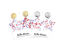 Load image into Gallery viewer, Independence Day Earrings, Star Earrings,