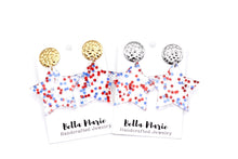 Load image into Gallery viewer, Independence Day Earrings, Star Earrings,