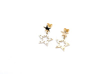 Load image into Gallery viewer, Gold Double Star Earrings