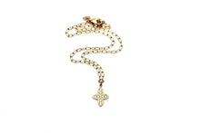Load image into Gallery viewer, Gold Rhinestone Quatrefoil Necklace