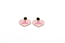 Load image into Gallery viewer, Pink Be Mine Heart Earrings