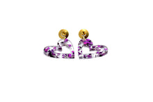 Load image into Gallery viewer, Purple Glitter Heart Earrings
