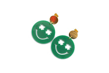 Load image into Gallery viewer, Clover Smiley Face Earrings