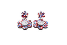Load image into Gallery viewer, Red & Blue Flower Earrings