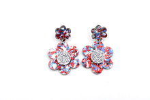 Load image into Gallery viewer, Red & Blue Flower Earrings