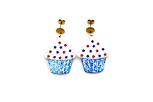 Load image into Gallery viewer, Patriotic Cupcake Earrings