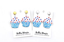 Load image into Gallery viewer, Patriotic Cupcake Earrings