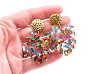 Load image into Gallery viewer, Glitter Monstera Earrings