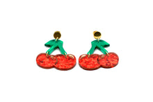 Load image into Gallery viewer, Glitter Cherry Earrings