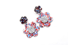 Load image into Gallery viewer, Red & Blue Flower Earrings