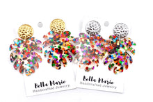 Load image into Gallery viewer, Glitter Monstera Earrings