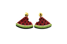 Load image into Gallery viewer, Glitter Watermelon Earrings