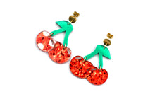 Load image into Gallery viewer, Glitter Cherry Earrings