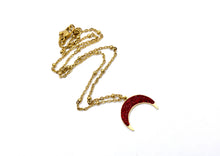 Load image into Gallery viewer, Red Pave Rhinestone Crescent Necklace