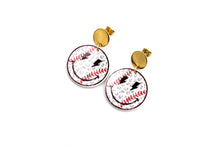 Load image into Gallery viewer, Smiley Baseball Earrings