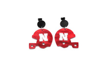 Load image into Gallery viewer, Huskers Football Helmet Earrings