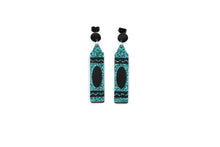 Load image into Gallery viewer, Turquoise Glitter Crayon Earrings