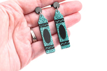 Load image into Gallery viewer, Turquoise Glitter Crayon Earrings