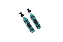 Load image into Gallery viewer, Turquoise Glitter Crayon Earrings