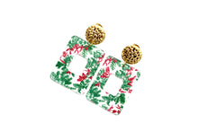 Load image into Gallery viewer, Red & Green Christmas Floral Earrings