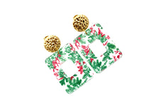 Load image into Gallery viewer, Red & Green Christmas Floral Earrings