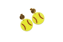 Load image into Gallery viewer, Glitter Softball Earrings