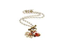 Load image into Gallery viewer, Orange Fox & Flower Charm Necklace